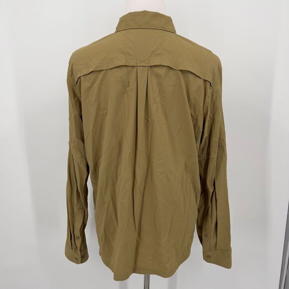 REI Co-Op Men's L Large Solid Khaki Button-Down Shirt Roll Tab Sleeve - Picture 3 of 7